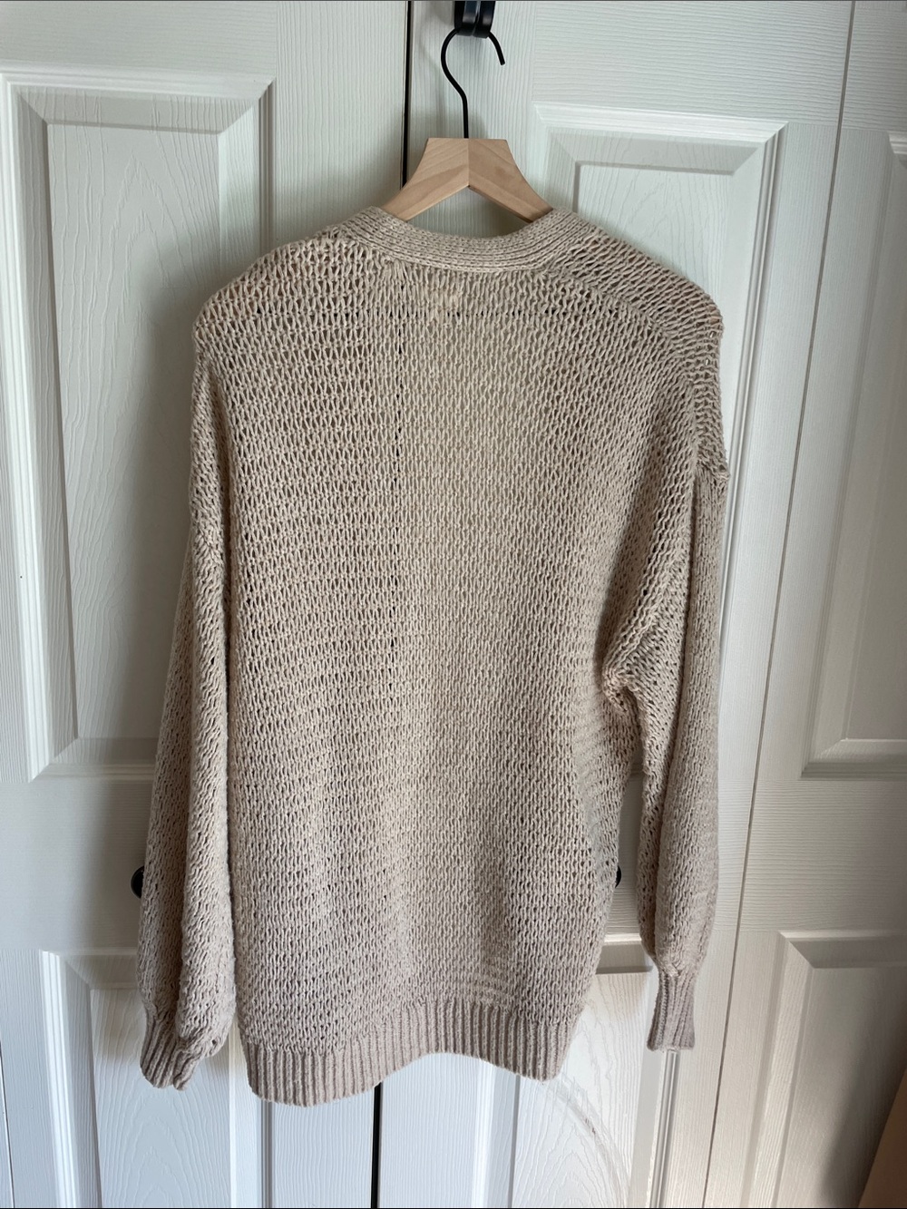 aerie Open-Knit Beige Women's Cardigan - Picture 3 of 7
